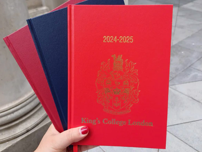 Three academic diaries with KCL Crest